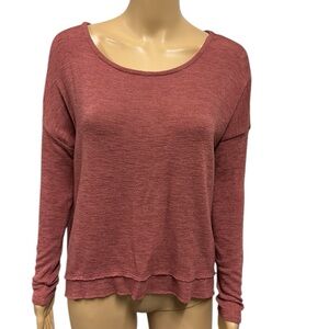 American Eagle Outfitters Brick Long Sleeve Back Crossover Split Knit Top Small